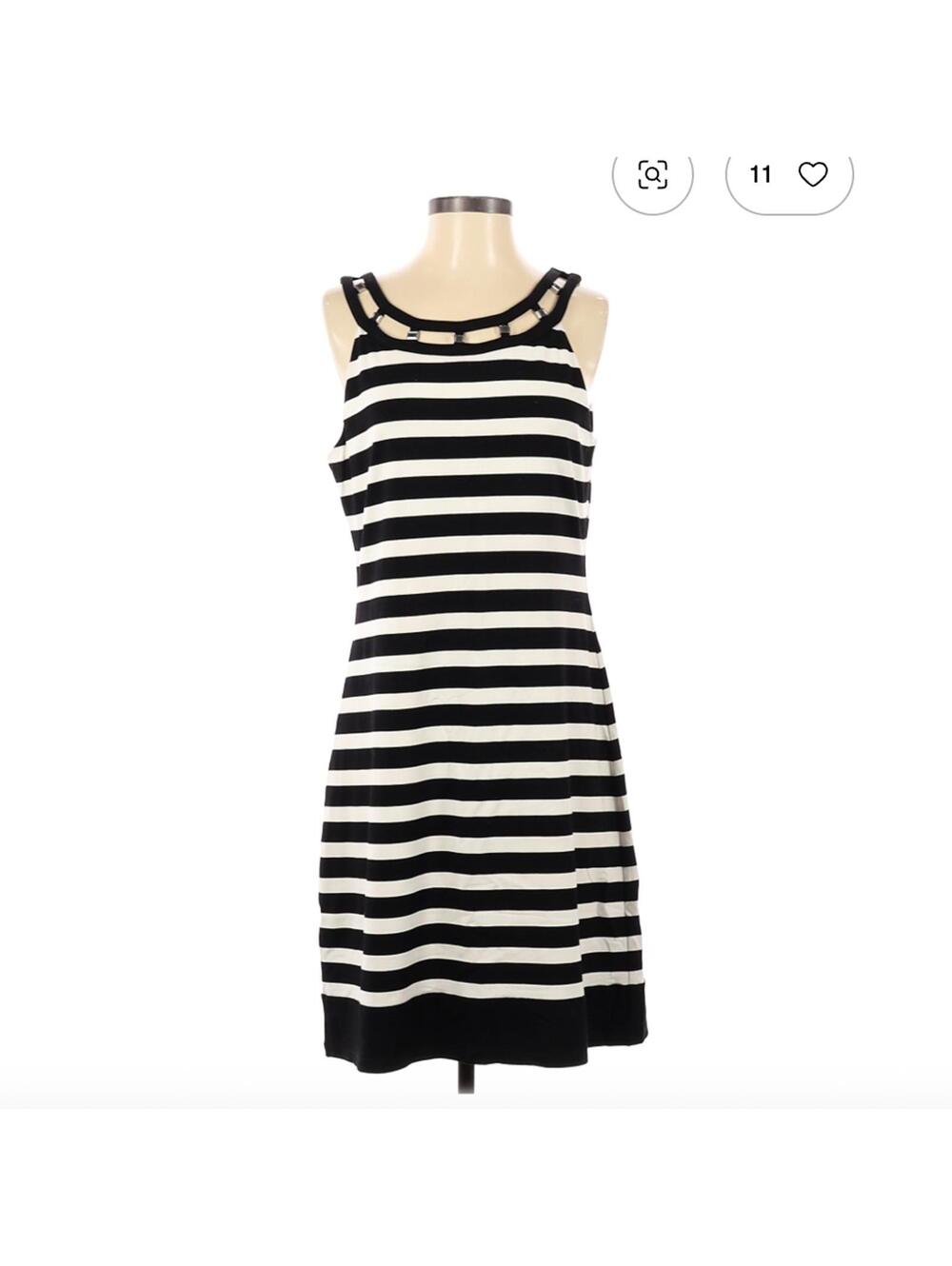 White House Black Market Black and White Striped Casual M